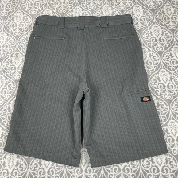 dickies work shorts regular fit gray stripe twill high waist workwear mens 38x10 - Picture 2 of 7
